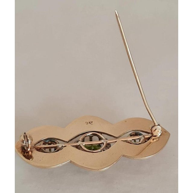 Antique Yellow & White Gold Peridot Brooch For Sale - Image 4 of 9