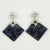 Contemporary Lucite Dangle Geometric Pair of Clip Earrings With Blue Marble and Silver-Plate Elements For Sale - Image 3 of 5
