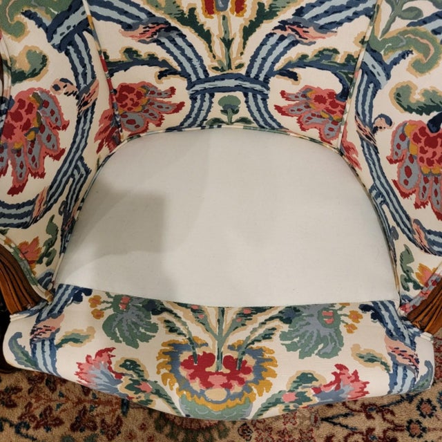 Raspberry Red Vintage Pair of French Louis XV Style Beautifully Upholstered Bergere Chairs For Sale - Image 8 of 9
