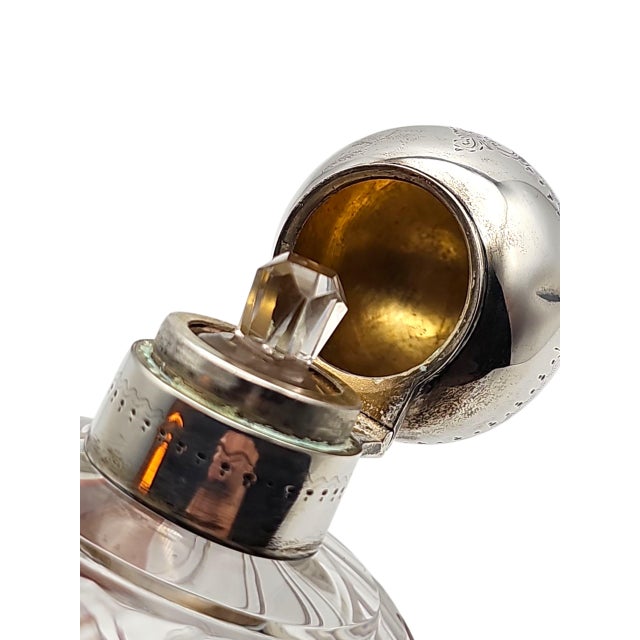 Late 19th Century Birmingham England Sterling Silver & Cut Crystal Perfume Bottle For Sale - Image 5 of 12