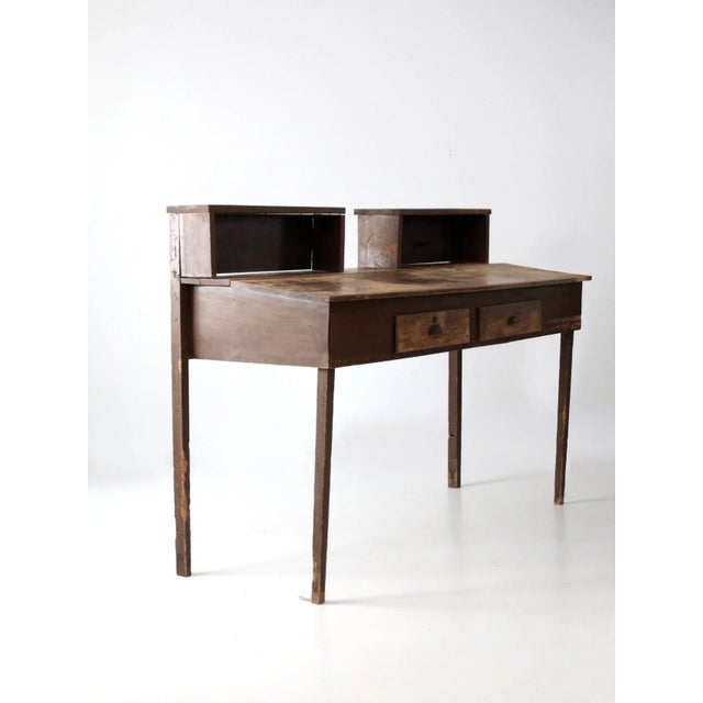 Antique Factory Standing Work Desk For Sale - Image 10 of 13