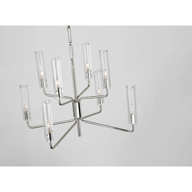 2020s AERIN for Visual Comfort Signature Casoria Medium Two-Tier Chandelier in Polished Nickel with Clear Glass For Sale - Image 5 of 7