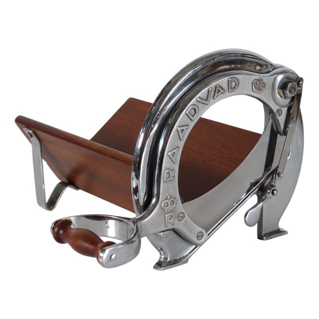 Long Danish Model 294 Bread Slicer in Chromium and Mahogany from Raadvad, 1950s For Sale