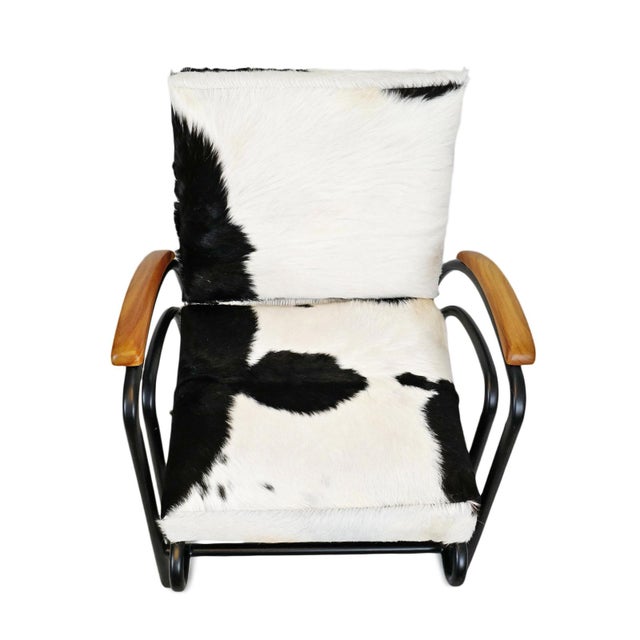 Rustic Deco Rustic Black & White Cowhide Chair For Sale - Image 3 of 6
