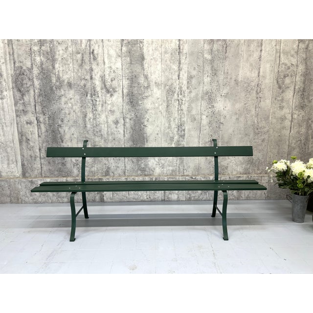 Forest Green Garden Bench, 1950s For Sale - Image 3 of 9