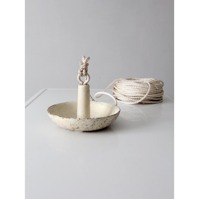Vintage Cast Iron Mushroom Boat Anchor With Rope For Sale - Image 4 of 12