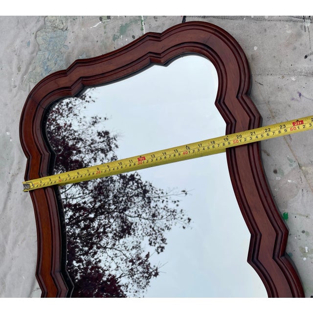 Antique Traditional Mahogany Carved Scalloped Wall Mirror For Sale In Seattle - Image 6 of 8