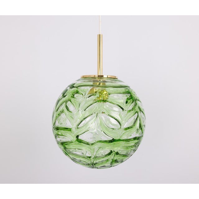 1970s Large Green Murano Ball Pendant Light from Doria, Germany, 1970s For Sale - Image 5 of 10