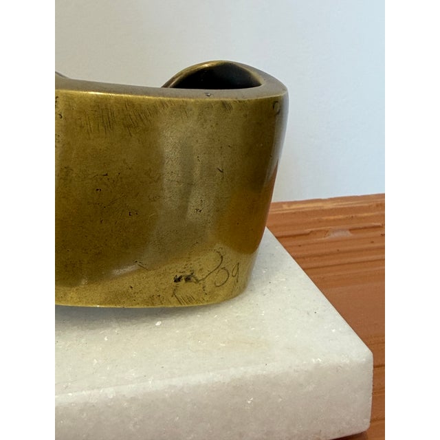 Brazilian Mid-Century Modern Abstract Bronze Sculpture on White Stone Base, 1990s For Sale - Image 9 of 11