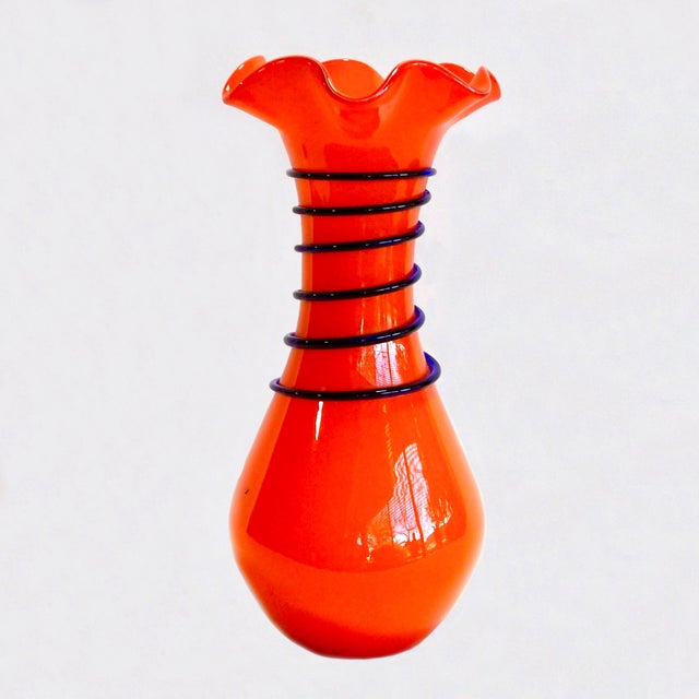 MidCentury Orange Art Glass Vase Chairish