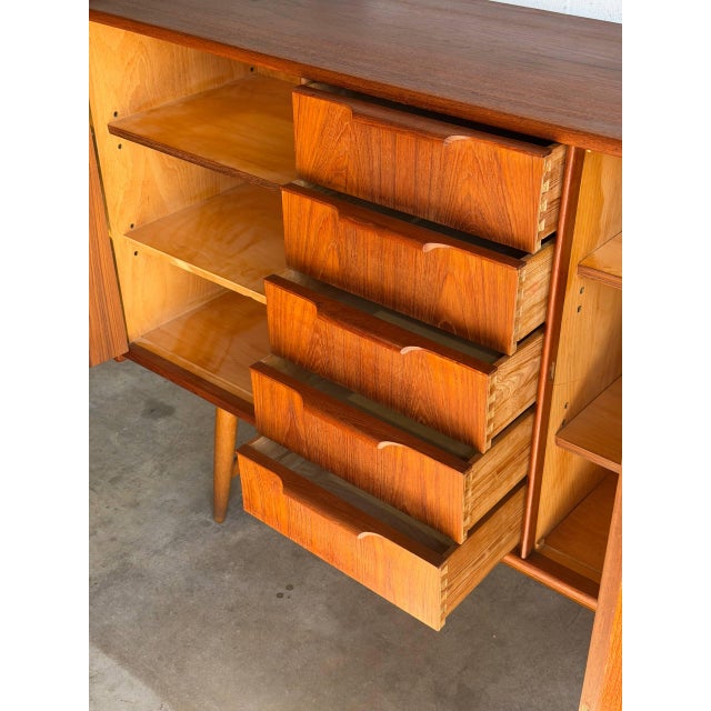 Brown Teak Sideboard Credenza Large Dining Storage Cabinet Danish Mid-Century Modern 1960s For Sale - Image 8 of 9