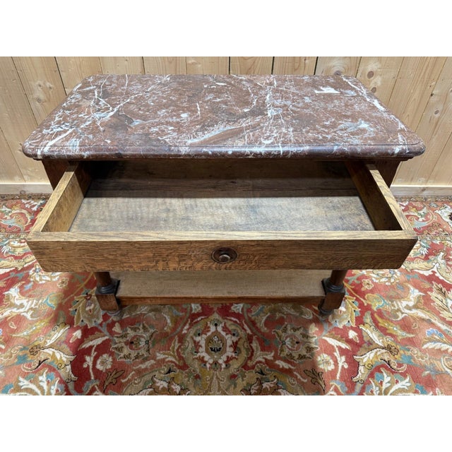 Napoleon III Console Table in Oak and Marble For Sale - Image 4 of 8