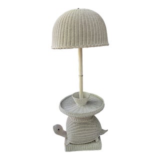 Vintage Wicker Turtle Floor Lamp For Sale