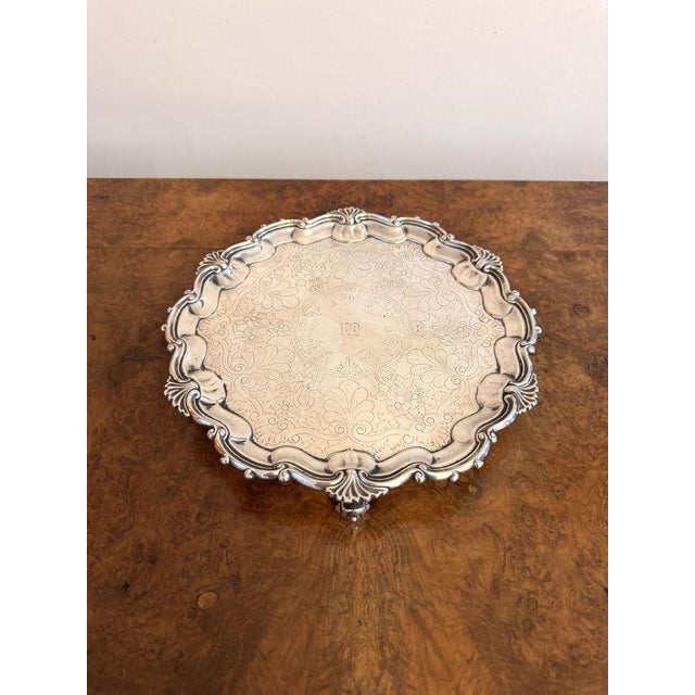 Antique Victorian Silver-Plated Tray, 1860 For Sale - Image 3 of 6