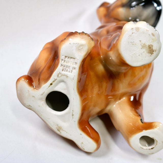 Mid-Century Italian Hand Painted Boxer Puppy Large Figurine For Sale - Image 11 of 13