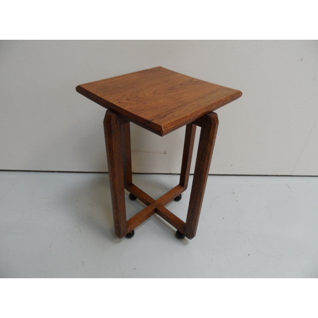 Art Deco Amsterdam School Oak Side Table, 1890s For Sale - Image 11 of 11