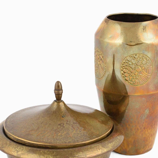 Jugendstil Brass Can and Vase from WMF, Germany, 1910s, Set of 2 For Sale - Image 3 of 5