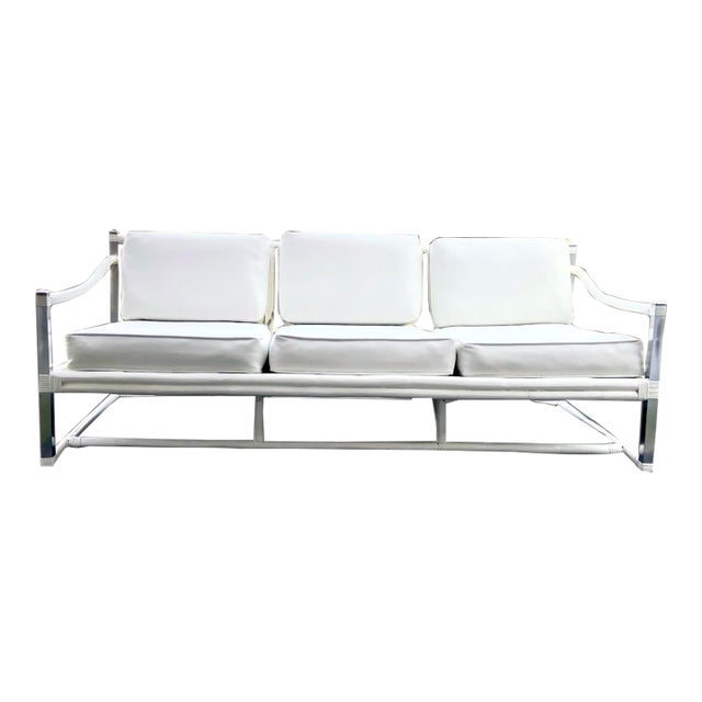 1970s Unique Mid Century Rattan/ Bamboo and Metal 3 Seat Sofa For Sale