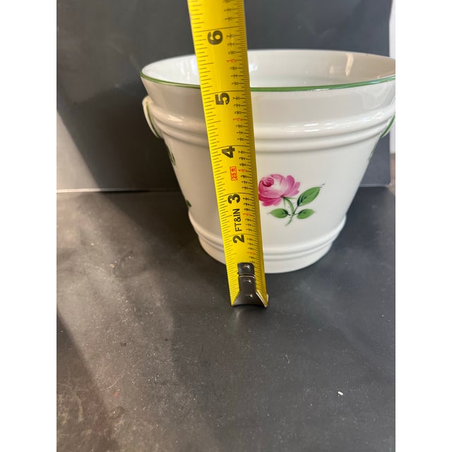 Ceramic Ausarten Wien Vienna Pink Rose Planter With Underplate For Sale - Image 7 of 9