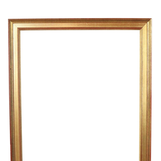 Gold-colored pine wood frame; a high-quality, classic-style frame from the second half of the 20th century. A great size...