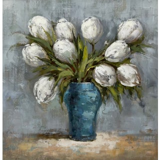 Contemporary Impressionist Floral Oil Painting on Canvas, 24" X 24" For Sale