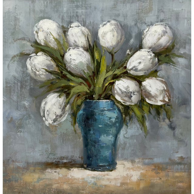 Contemporary Impressionist Floral Oil Painting on Canvas, 24" X 24" For Sale