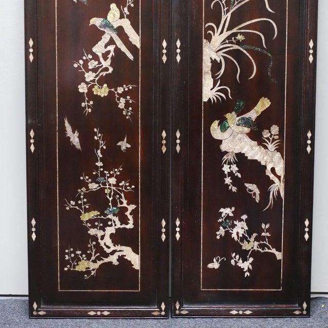 1960s Set of Four Vintage Rosewood Wall Panels With Mother-of-Pearl Inlay For Sale - Image 5 of 10