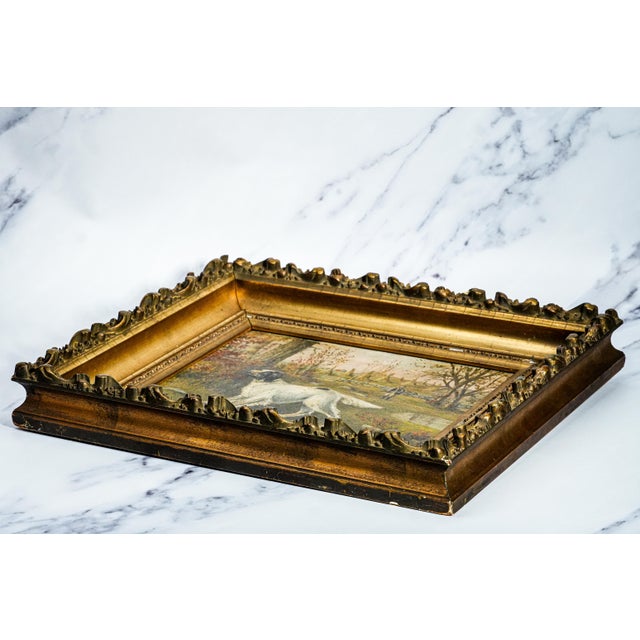 Nice Antique Framed Oil Painting Dog Country Hunting Scene Artist Signed Home Wall Decor For Sale - Image 17 of 18