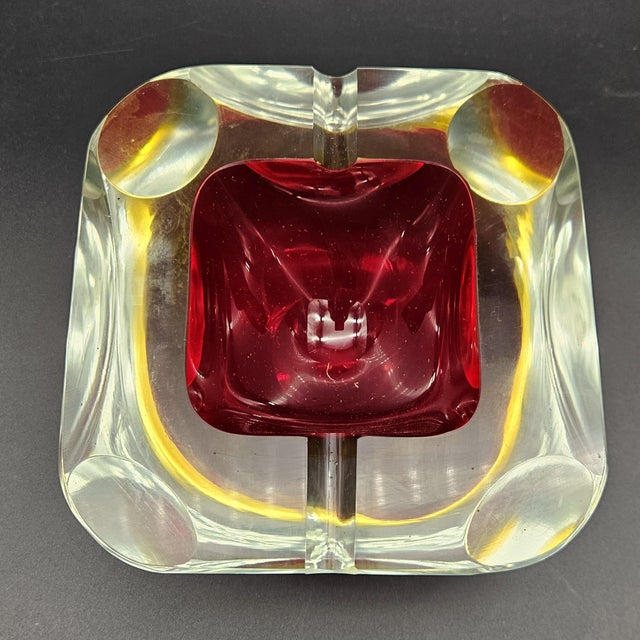 Mid-Century Modern Large Sommerso Murano Glass Ashtray by Alessandro Mandruzzato for Made Murano Glass, 1950s For Sale - Image 3 of 4