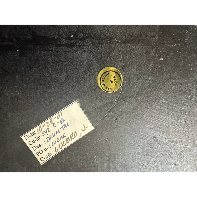 Butler Specialty Co. Hand-Painted Tooled Leather & Iron Drum Accent Table For Sale - Image 9 of 9