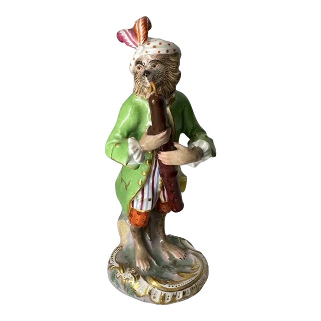 Late 19th Century Meissen Porcelain Monkey Playing the Oboe For Sale
