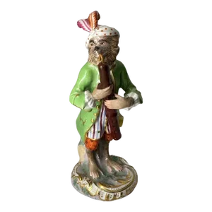 Late 19th Century Meissen Porcelain Monkey Playing the Oboe