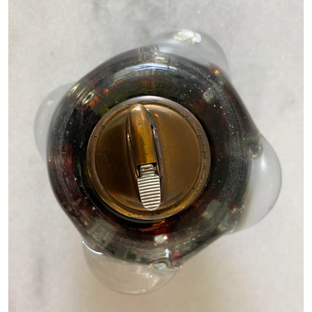 Vintage Green Amber Murano Glass Paperweight/Table Lighter For Sale - Image 10 of 13