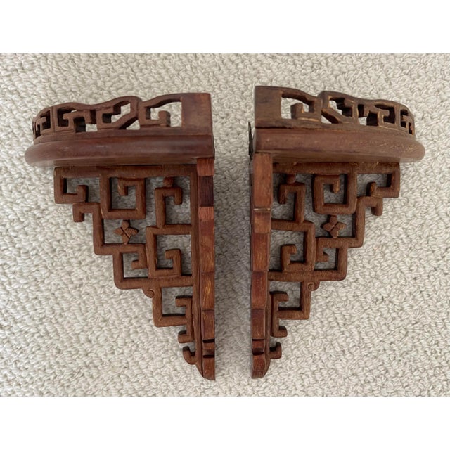 Chinosierie Carved Corner Wall Shelves For Sale - Image 11 of 11