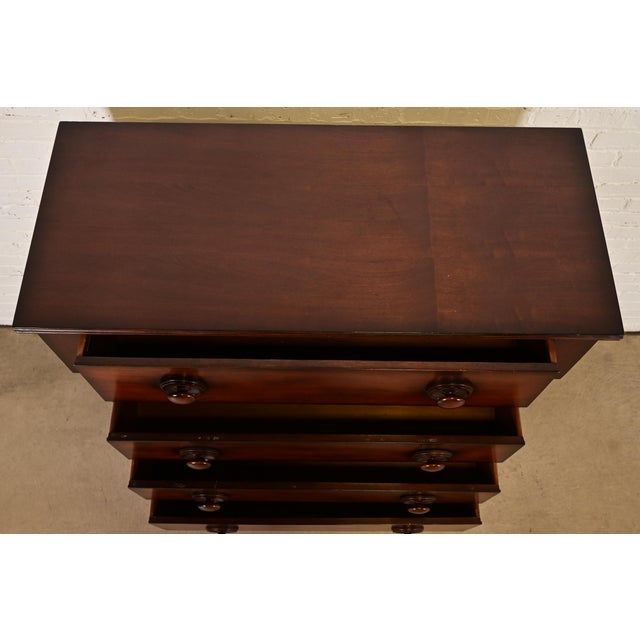 Wood Ralph Lauren American Empire Carved Mahogany Highboy Dresser For Sale - Image 7 of 15