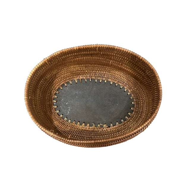 Brown Vintage Iris Apfel Owned Indonesian Wicker Basket Box With Carved Wood Frog For Sale - Image 8 of 11