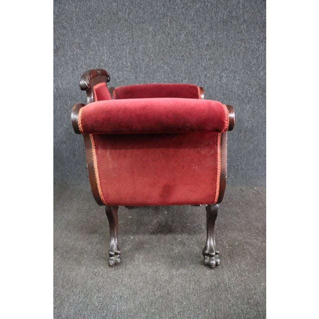 Red American Empire Carved Mahogany Chair For Sale - Image 8 of 9