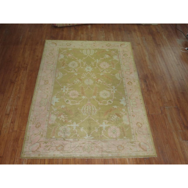 19th Century Light Green Antique Oushak Rug - 6'3" x 9' For Sale In New York - Image 6 of 9