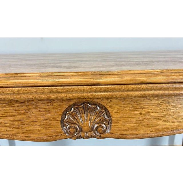 Vintage French Louis XVI Style Carved Oak Extendable Dining Table For Sale - Image 4 of 13