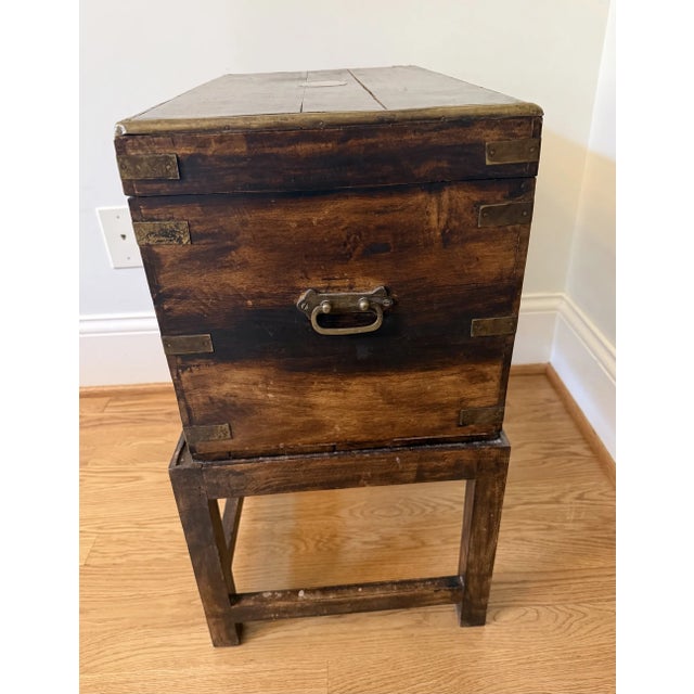 Rustic European Vintage Box on Stand For Sale - Image 3 of 6