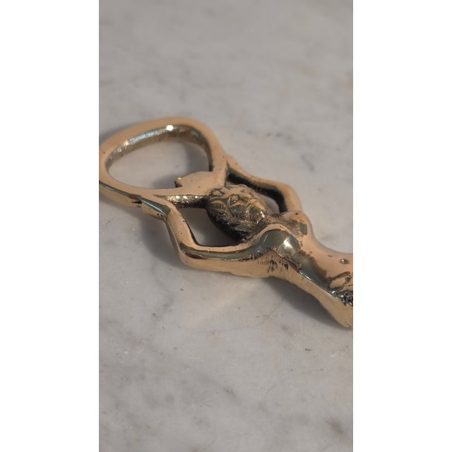 2000 - 2009 Late-20th-Century Indian Solid Brass Mermaid Bottle Opener With Velvet Pouch For Sale - Image 5 of 11