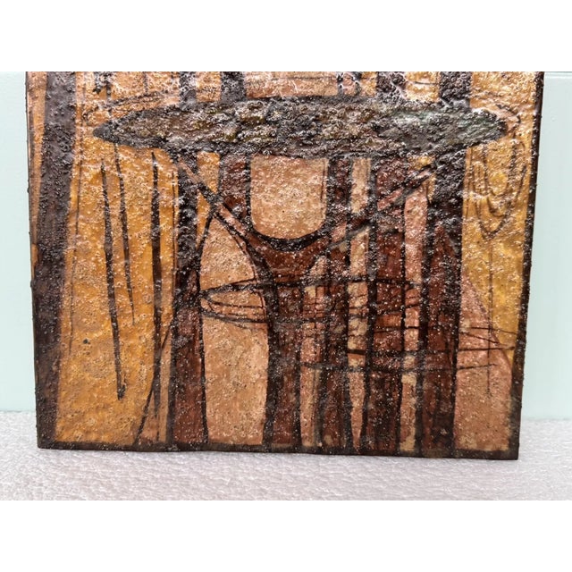 Futurist Artwork on Terracotta Tile by Riccardo Gatti, 1960s For Sale - Image 4 of 16