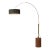 Tambo 92"h 1-Light Arc Lamp, Black Linen Shade, Dark Walnut Base, Weathered Brass, Dimmable, for Living Room or Bedroom For Sale