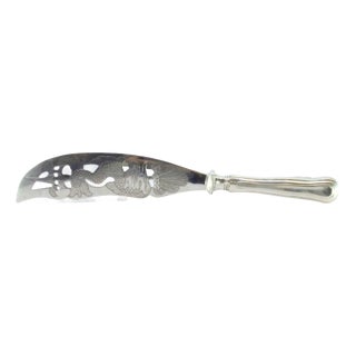 Silver Fish Knife with Engraved Fish and Crown Shape For Sale
