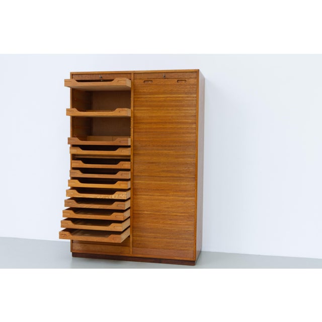Danish Art Deco Oak Double Tambour Archive Cabinet, 1930s. For Sale - Image 13 of 18