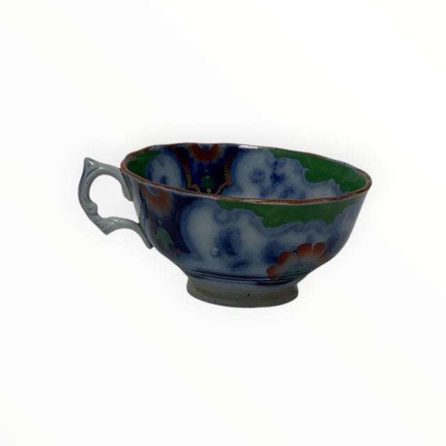 Antique F. &amp; R. Pratt &amp; Co. Imari Tea Cup Pattern No. 60 Made in England c. 1840s–1850s. Approximately 2" High × 3...