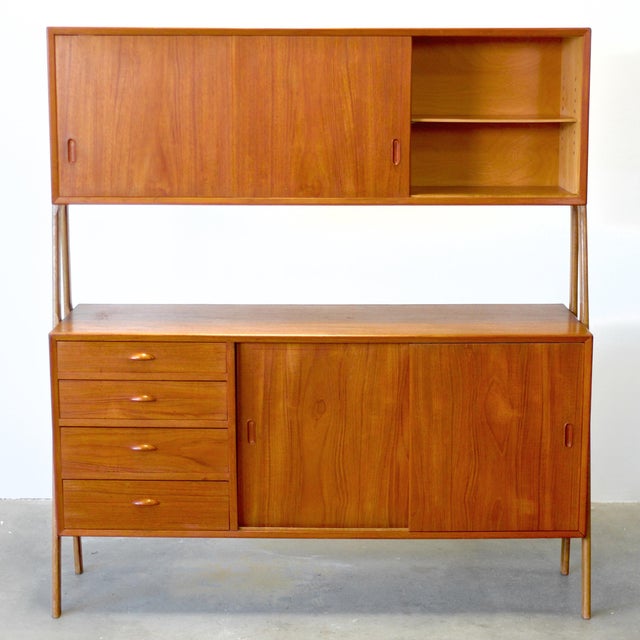 Wood 1960s Double-Tiered Danish Teak Tall Sideboard / Highboard For Sale - Image 7 of 16