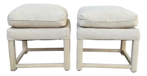 1970s Square Pillow Top Ottomans Attributed to Milo Baughman- A Pair