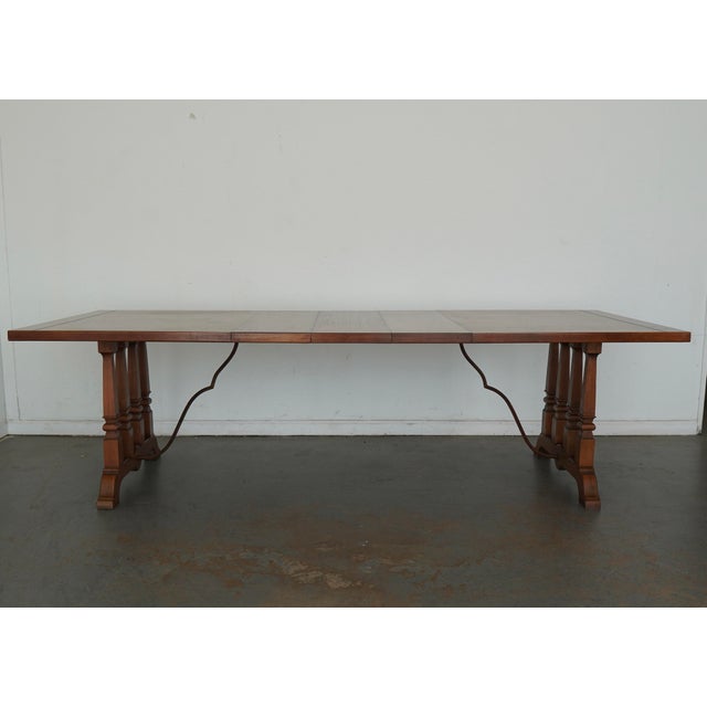 Brown Vintage Double Pedestal Dining Table For Sale - Image 8 of 18