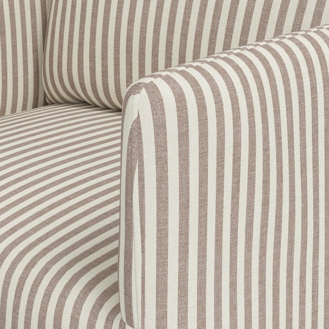 Textile Stoffer Home x Cloth & Company Lindy Slipcover Dining Armchair in Jane Stripe Mauve For Sale - Image 7 of 9